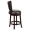 Merrick Lane Beatrice 24" Wooden Counter Height Stool with Upholstered Panel Back & Swivel Seat with Nail Trim